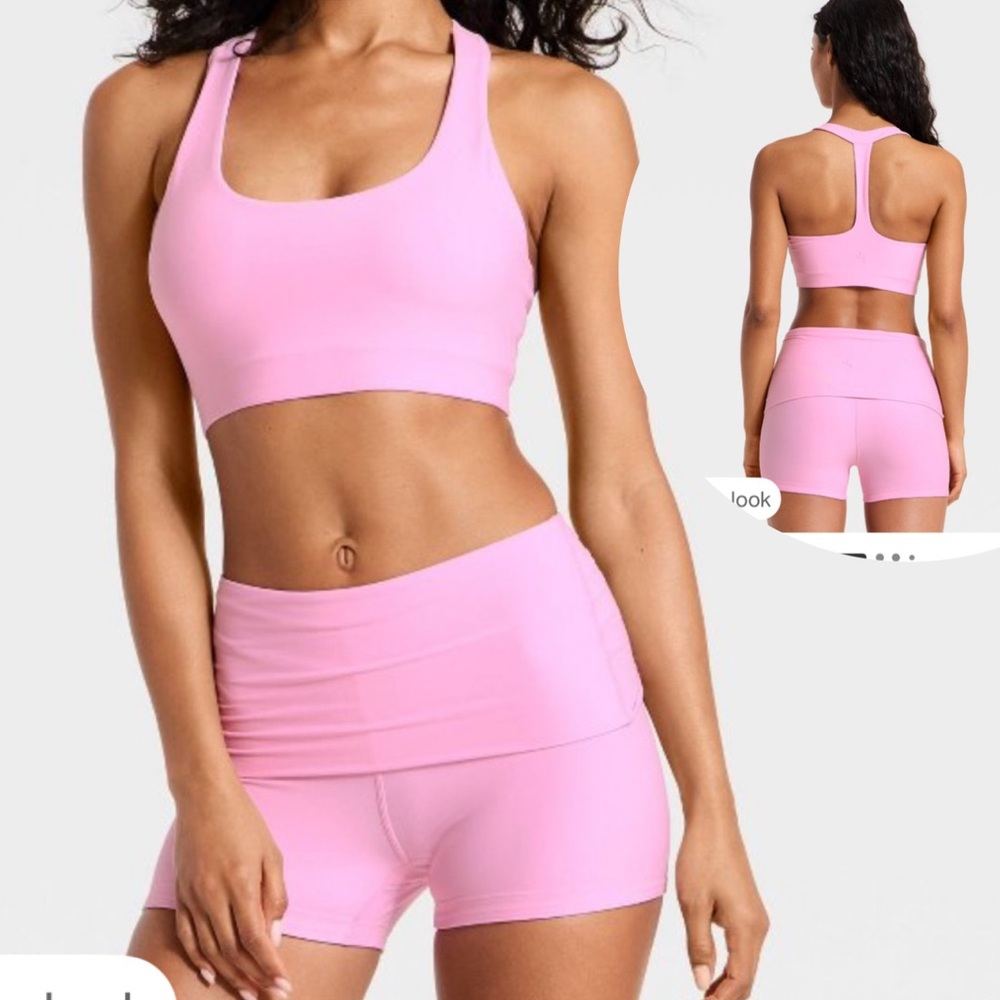 JoyLab Light Pink Scoop-Neck Sports Bra & High-Waist Shorts Set
